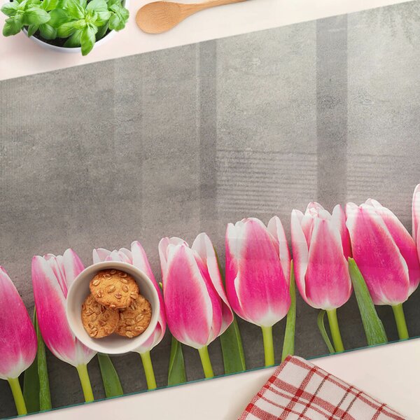 Skleněné krájecí prkénko Tulipány na šedém pozadí ddk-nr-wm-00006198