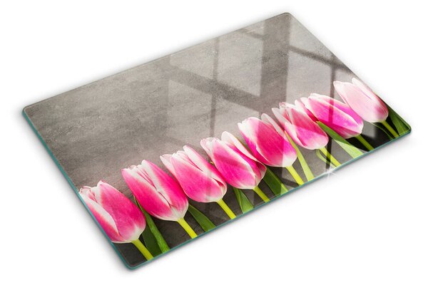 Skleněné krájecí prkénko Tulipány na šedém pozadí ddk-nr-wm-00006198