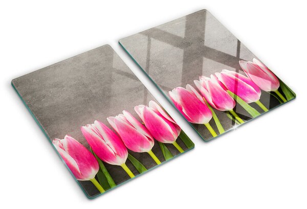 Skleněné krájecí prkénko Tulipány na šedém pozadí ddk-nr-wm-00006198