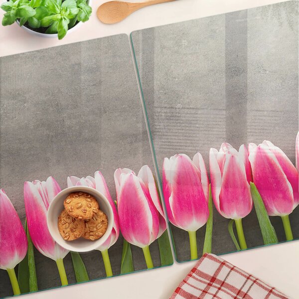 Skleněné krájecí prkénko Tulipány na šedém pozadí ddk-nr-wm-00006198