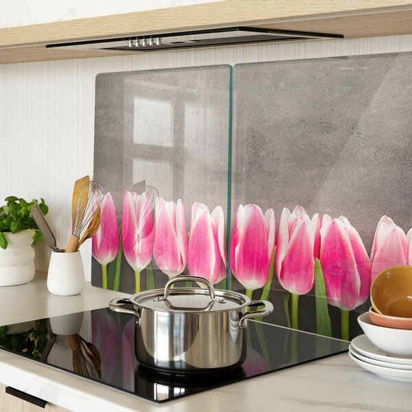 Skleněné krájecí prkénko Tulipány na šedém pozadí ddk-nr-wm-00006198