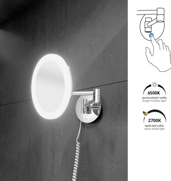 NIM ZK 20265P-26 LED zvětšovací kosmetické zrcátko s nastavitelnou teplotou chromatičnosti 2700-6500K Ø20cm - NIMCO