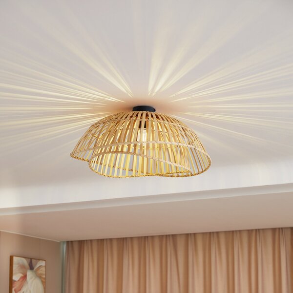 Stropní Lampa Lindby, Ilajus, stmívatelné, Dřevo, Jídelna, Bambus, Boho
