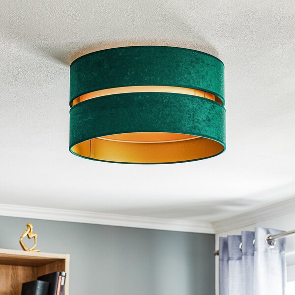 Stropní lampa Duolla, Duo, stmívatelné, Zelená, Obývací pokoj, Tkanina / Textil, Moderní