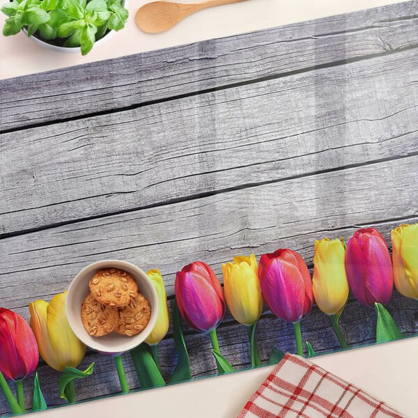 Skleněné krájecí prkénko Tulipány na dřevěném pozadí ddk-nr-wm-00006203