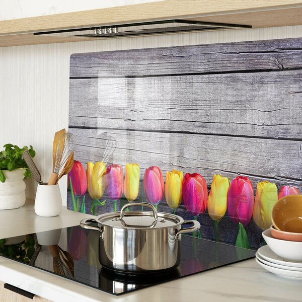 Skleněné krájecí prkénko Tulipány na dřevěném pozadí ddk-nr-wm-00006203