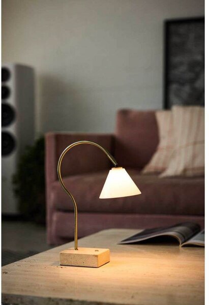 Stolní lampa Halo Design, Béžová, Obývací pokoj, Kov
