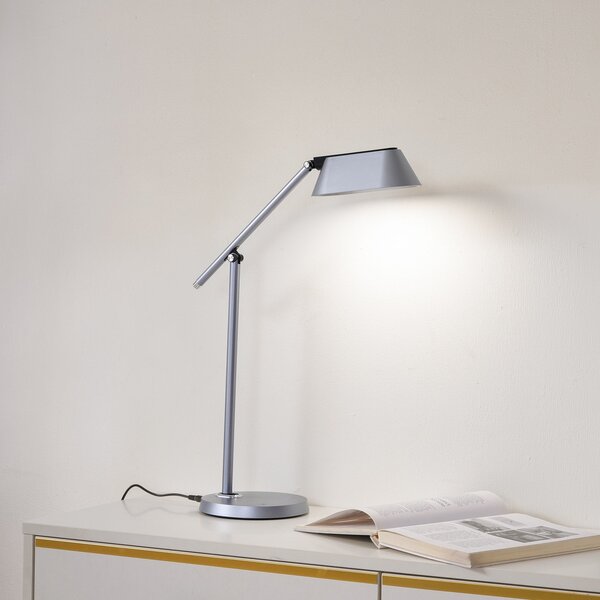 Stolní lampa Lindby, Thies, stmívatelné, Šedá, Pracovna, Plast, Moderní