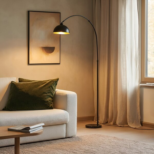 Stojací Lampa Lindby, Tonka, Černá, Obývací pokoj, Kov, Moderní