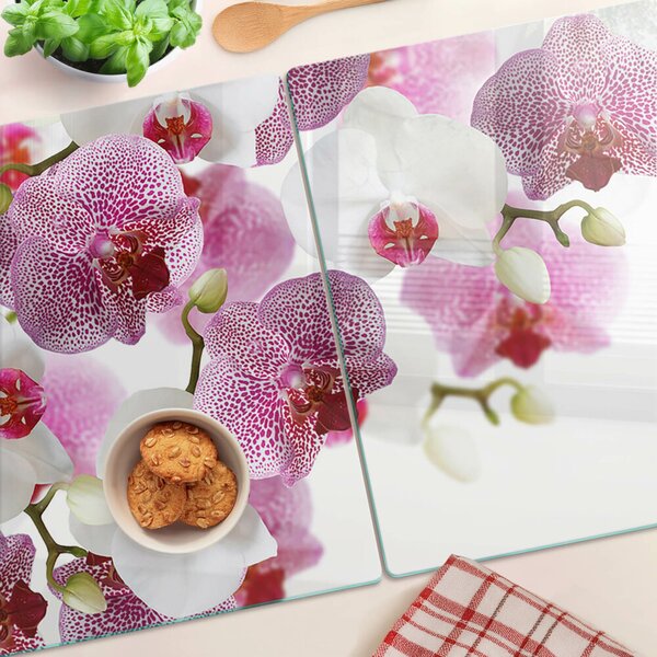 Krájecí prkénko skleněné Orchideje v pozadí okna ddk-nr-wm-00006221