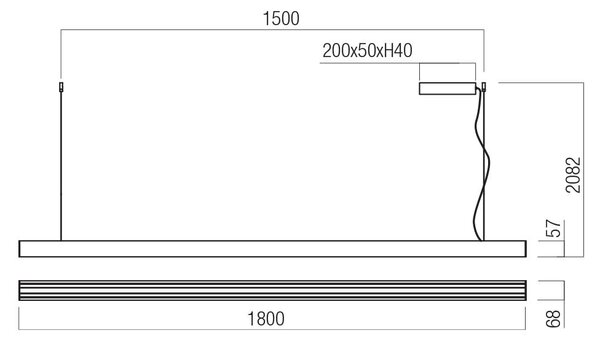 Redo Závěsné LED svítidlo CITYLINE š: 1500mm, 35W Barva: Bílá, Teplota světla: CCT switch 3000/4000K