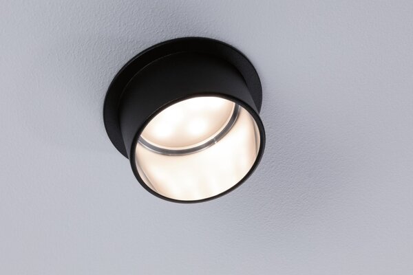 P 93383 Vestavné svítidlo LED Gil 6W černá mat kov kartáčovaný IP44 2.700K 3-krokové-stmívatelné - PAULMANN