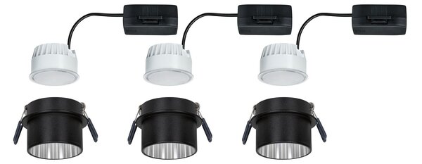 P 93383 Vestavné svítidlo LED Gil 6W černá mat kov kartáčovaný IP44 2.700K 3-krokové-stmívatelné - PAULMANN