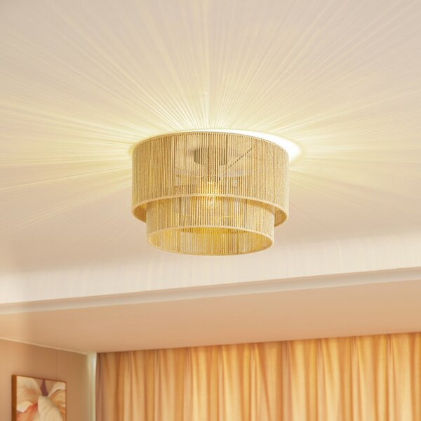 Stropní Lampa Lindby, Anuva, stmívatelné, Béžová, Jídelna, Papír / Karton, Venkovský / rustikální