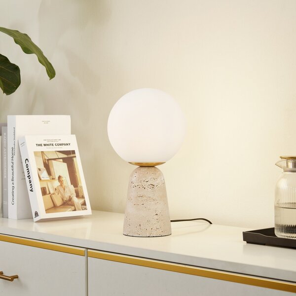 Stolní lampa Lindby, Kirstan, Bílá, Obývací pokoj, Sklo, Moderní