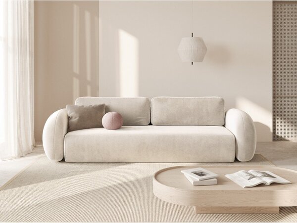 Krémová sametová rozkládací/s úložným prostorem pohovka 262 cm Tonale – Cosmopolitan Design