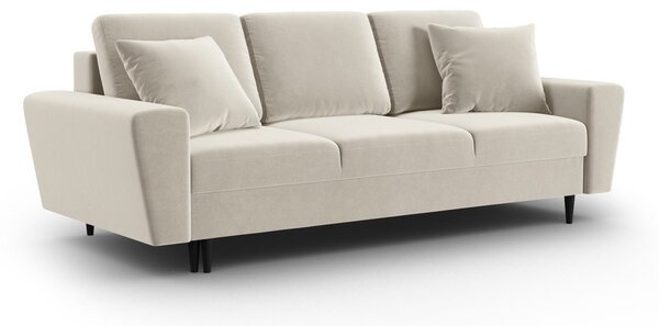 Béžová sametová rozkládací/s úložným prostorem pohovka 235 cm Kyoto – Cosmopolitan Design