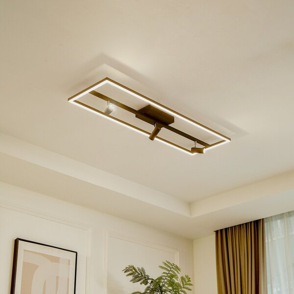 Stropní Lampa Lucande, Yvor, Černá, Obývací pokoj, Kov, Moderní