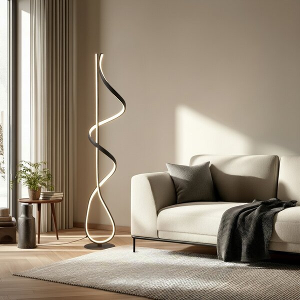Stojací Lampa Lucande, Rodado, Černá, Obývací pokoj, Kov, Moderní
