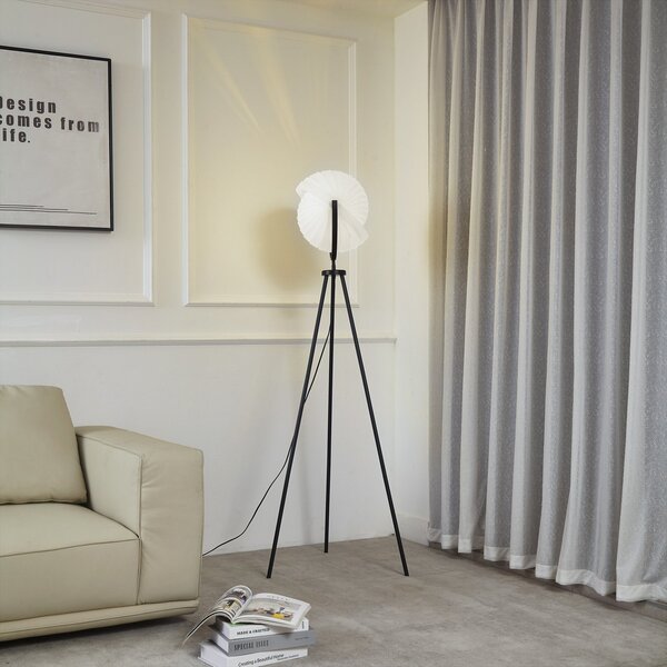 Stojací Lampa Lucande, Helva, stmívatelné, Černá, Obývací pokoj, Plast, Skandinávský