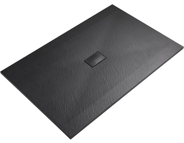 Sprchová vanička obdélníková FlexiCut - SMC/minerální kompozit - upravitelná - černá matná - 120x100x3 cm