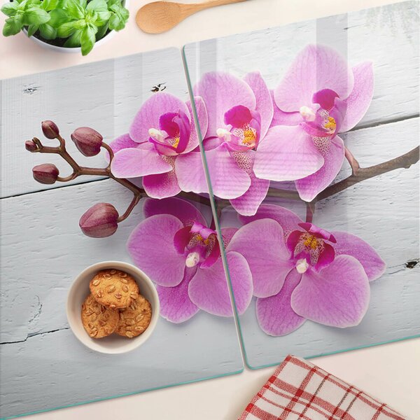 Skleněná deska do kuchyně Orchideje na bílém pozadí ddk-nr-wm-00006245