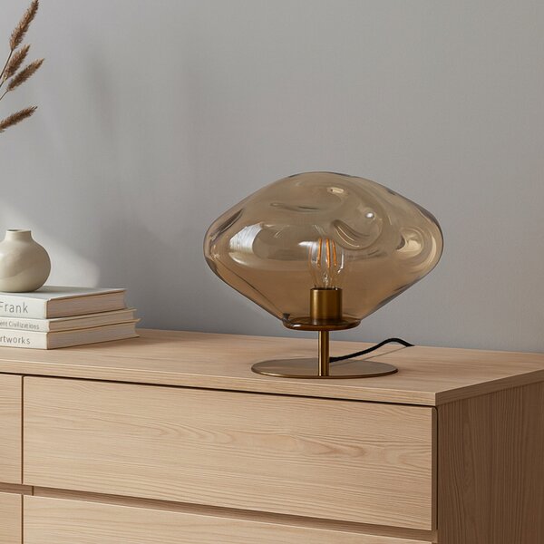 Stolní lampa Lindby, Lelia, Béžová, Jídelna, Sklo, Design