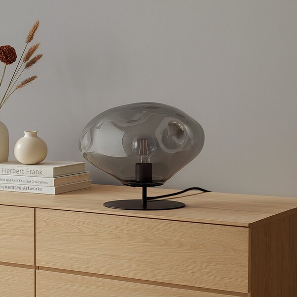 Stolní lampa Lindby, Lelia, Šedá, Jídelna, Sklo, Design