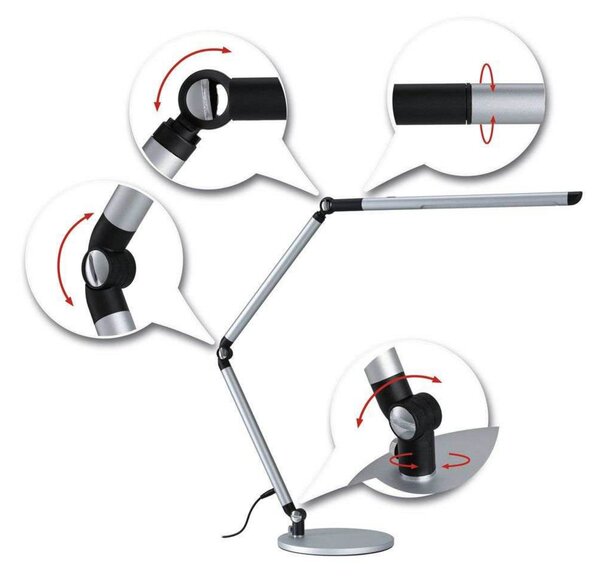 Stolní lampa Paulmann, FlexBar, stmívatelné, Metalická, Pracovna, Hliník, Moderní