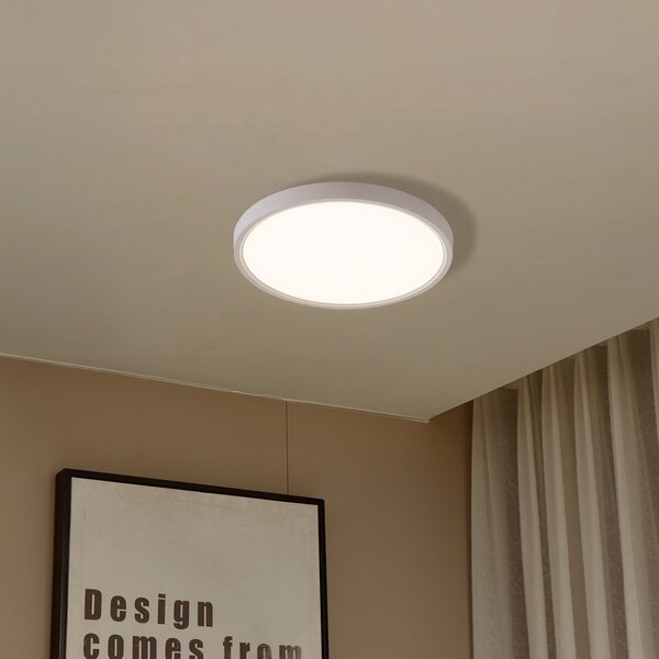 Stropní Lampa Lindby, Deika, stmívatelné, Bílá, Obývací pokoj, Plast, Moderní