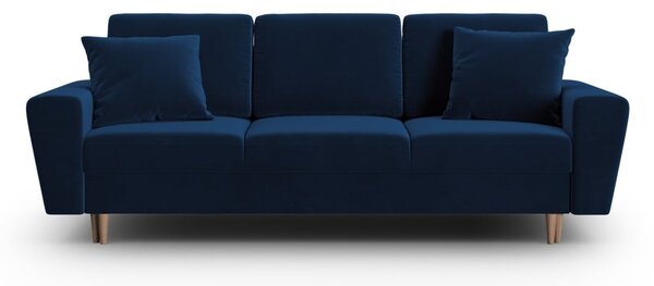 Modrá sametová rozkládací/s úložným prostorem pohovka 235 cm Kyoto – Cosmopolitan Design