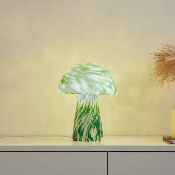 Stolní lampa Lindby, Hubi, Zelená, Obývací pokoj, Sklo, Moderní
