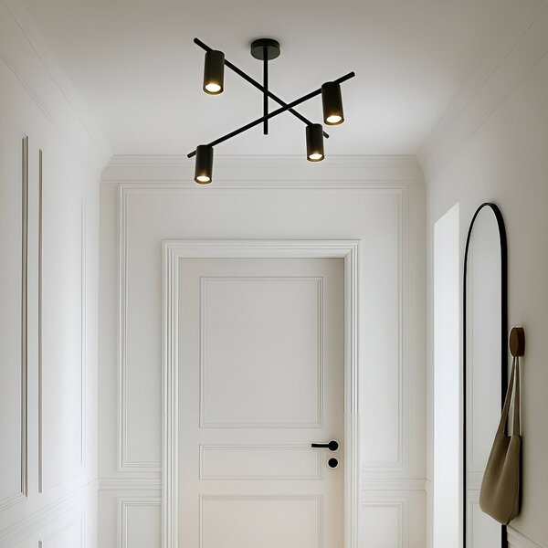Stropní Lampa Lindby, Marilou, stmívatelné, Černá, Obývací pokoj, Kov, Moderní