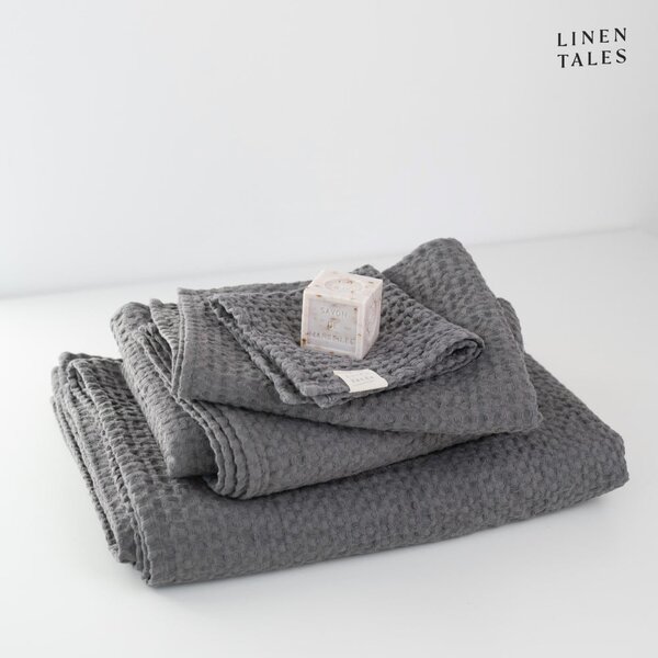 Tmavě šedé ručníky a osušky v sadě 3 ks Honeycomb – Linen Tales