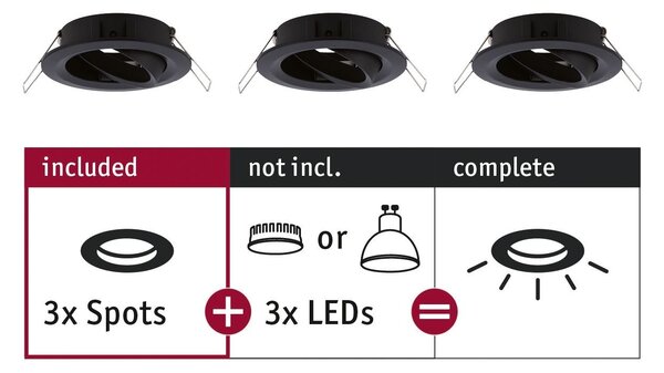 P 92487 Vestavné svítidlo Choose spot výklopné max. 10W černá mat 230V - PAULMANN