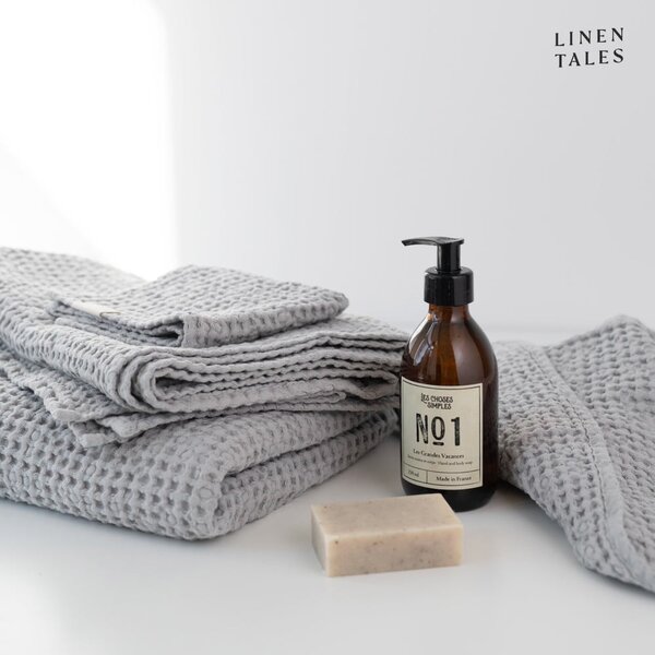Světle šedé ručníky a osušky v sadě 3 ks Honeycomb – Linen Tales