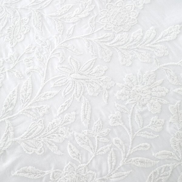 Bílé bavlněné povlečení na jednolůžko 135x200 cm Embroidery Floral – Bianca