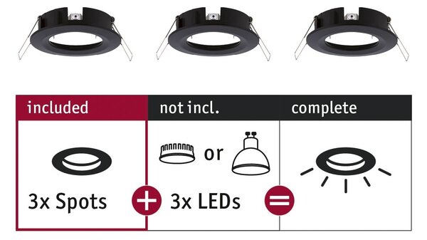P 92481 Vestavné svítidlo Choose spot nevýklopné max. 10W černá mat 230V - PAULMANN