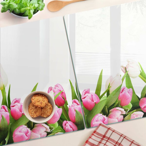 Skleněná krájecí deska Tulipány v pastelových barvách ddk-nr-wm-00006267