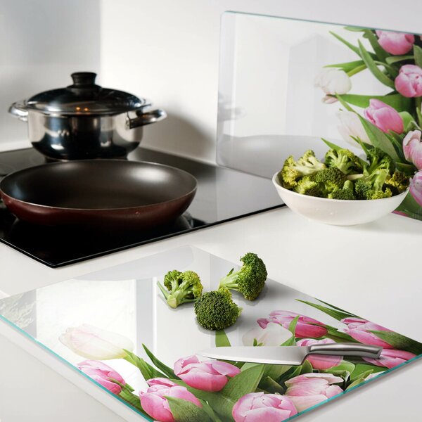 Skleněná krájecí deska Tulipány v pastelových barvách ddk-nr-wm-00006267
