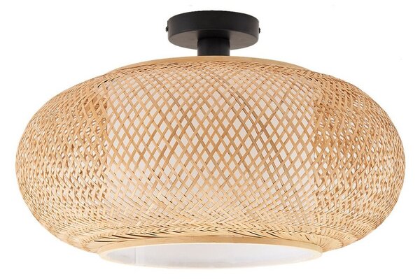 Stropní Lampa Lindby, Romaine, stmívatelné, Dřevo, Obývací pokoj, Bambus, Venkovský / rustikální