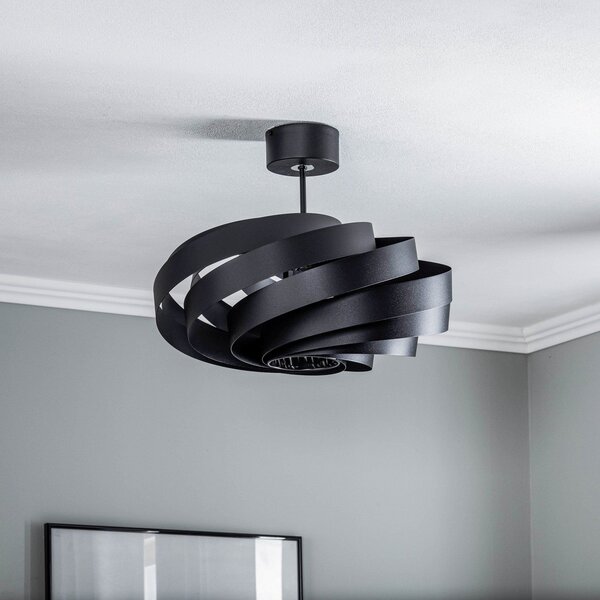 Stropní Lampa Domiluce, Vento, stmívatelné, Černá, Obývací pokoj, Kov, Moderní