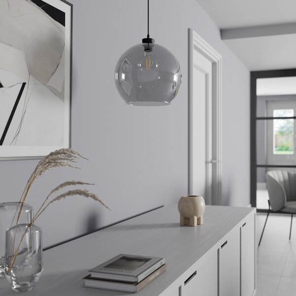Závěsná svítidlo TK Lighting, Cubus, stmívatelné, Šedá, Obývací pokoj, Sklo, Moderní