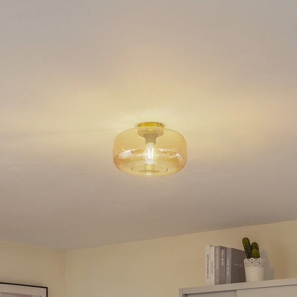 Stropní Lampa Lindby, Hildur, stmívatelné, Hnědá / Rezavá, Jídelna, Sklo