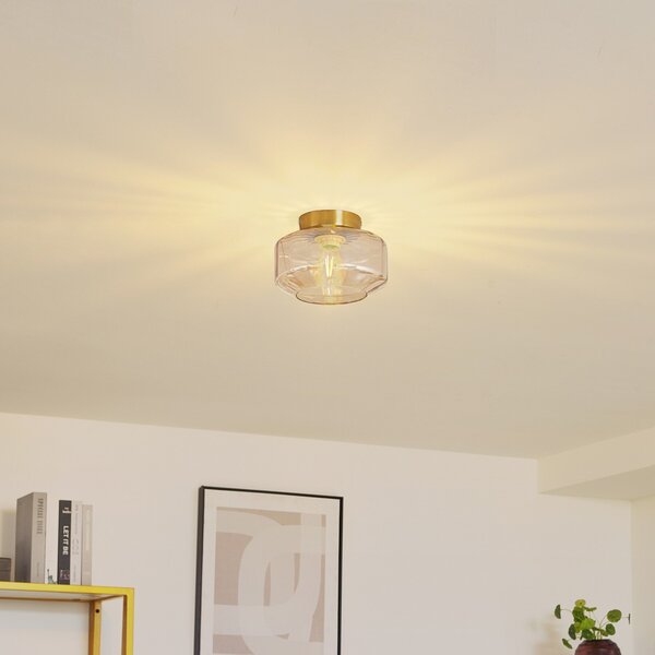 Stropní Lampa Lindby, Hildur, stmívatelné, Hnědá / Rezavá, Jídelna, Sklo