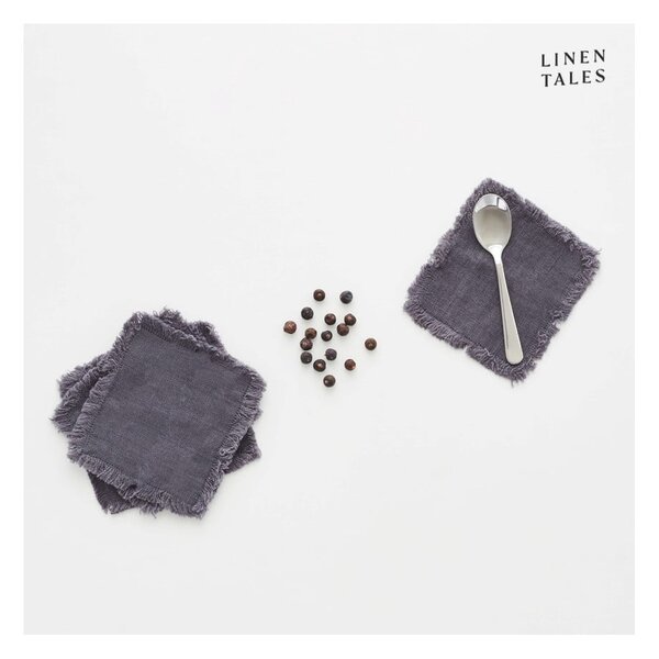 Tmavě šedé látkové podtácky v sadě 4 ks – Linen Tales