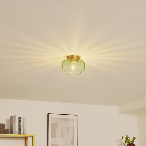 Stropní Lampa Lindby, Hildur, stmívatelné, Zelená, Jídelna, Sklo