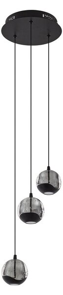 Závěsná svítidlo Lucande, Hayley, Černá, Obývací pokoj, Sklo, Design
