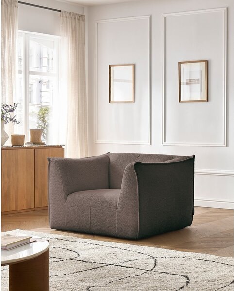 Hnědé křeslo z textilie bouclé Giorgia – Bobochic Paris