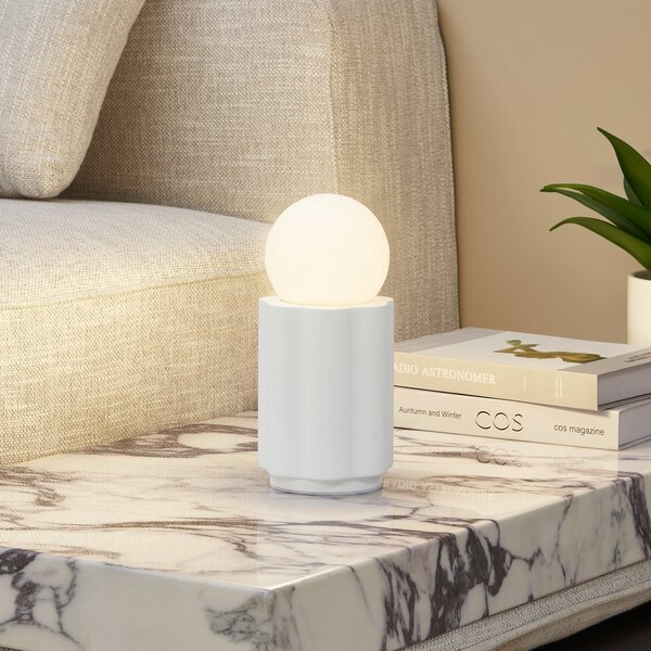 Stolní lampa Lindby, Nielson, Bílá, Obývací pokoj, Sádra / Hlína, Moderní